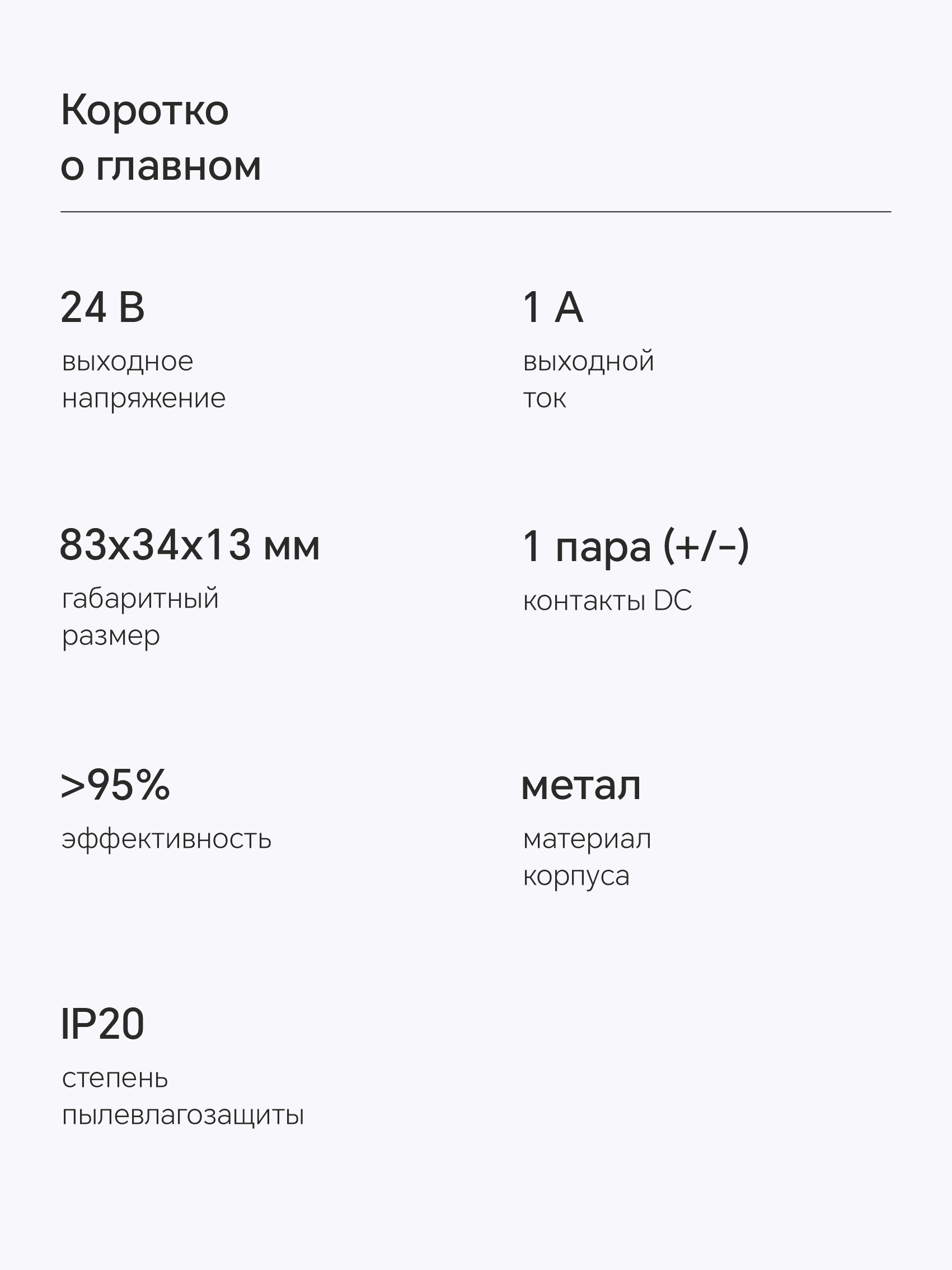 Блок питания Bezteni БП03-24024 24В, 24Вт, 1A, КПД>95%, IP20 (1/100)